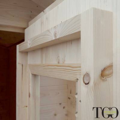 Casette in legno. Box Capanno In Legno Addossato Jack Per Attrezzi con porta doppia finestrata 198 x 98 cm dettaglio 1221