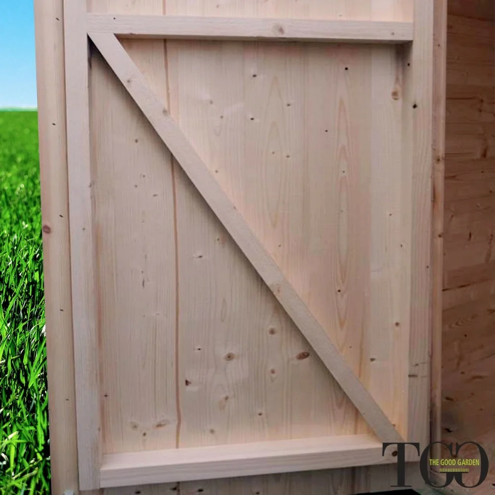 Casette in legno. Box Capanno In Legno Addossato Jack Per Attrezzi con porta doppia finestrata 198 x 98 cm dettaglio 1222 Casette in legno. Box Capanno In Legno Addossato Jack Per Attrezzi con porta doppia finestrata 198 x 98 cm dettaglio 1222