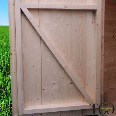 Casette in legno. Box Capanno In Legno Addossato Jack Per Attrezzi con porta doppia finestrata 198 x 98 cm dettaglio 1222