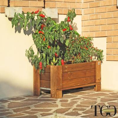 Fioriere in legno. Fioriera in legno da esterno GardenBox a terra large color castagno 81 x 64 x 40 cm dettaglio 1559