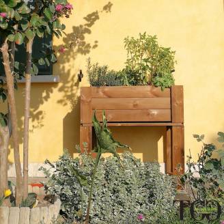 Giardiniera Fioriera rialzata da esterno in legno GardenBox color castagno 81 x 44 x 80 cm