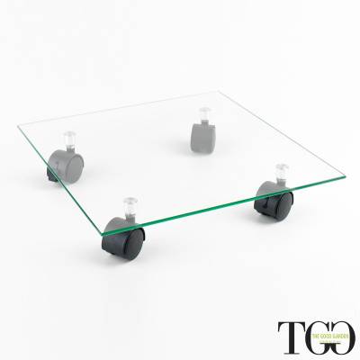 Accessori. Carrello portavaso in vetro con ruote ALICE-V 35 cm dettaglio 1619