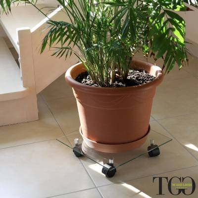 Accessori. Carrello portavaso in vetro con ruote ALICE-V 35 cm dettaglio 1620