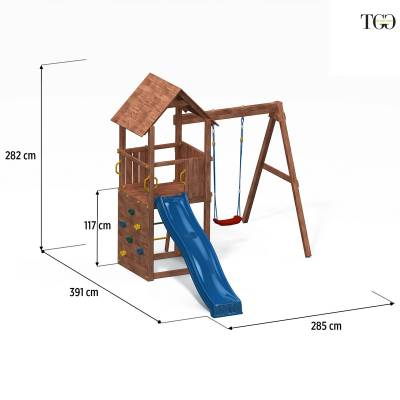Scivolo e Altalena in legno Fungoo Carol 2 gioco in legno per giardino