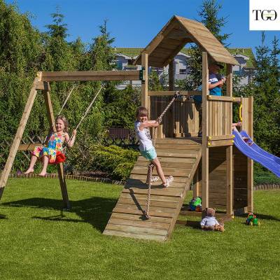 Scivolo Altalena e Arrampicata in legno Fungoo Carol 3 gioco in legno per giardino