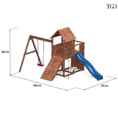 Scivolo Altalena e Arrampicata in legno Fungoo Carol 3 gioco in legno per giardino