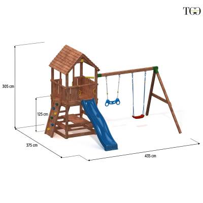 Scivolo Altalene e Arrampicata in legno Joy Move gioco in legno per giardino