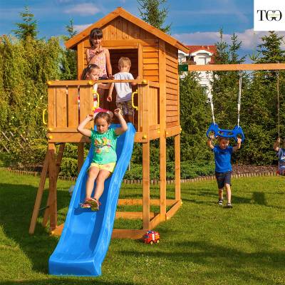 Casetta in legno con scivolo Fungoo MyHOUSE MOVE gioco in legno per giardino