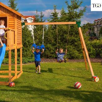 Casetta in legno con scivolo Fungoo MyHOUSE MOVE gioco in legno per giardino