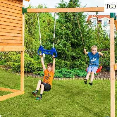 Casetta in legno con scivolo Fungoo MyHOUSE MOVE gioco in legno per giardino