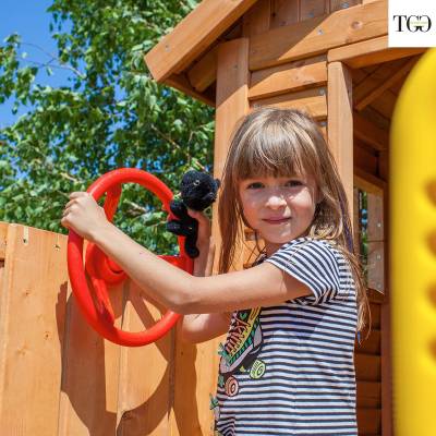 Casetta in legno con scivolo Fungoo MyHOUSE MOVE gioco in legno per giardino