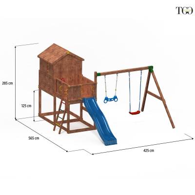 Casetta in legno con scivolo Fungoo MyHOUSE MOVE gioco in legno per giardino