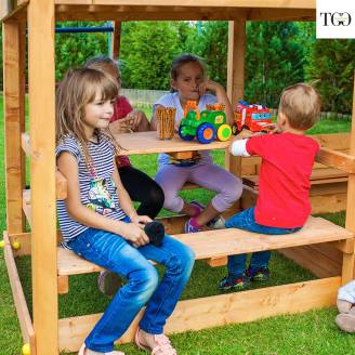 Casetta giardino per bambini con scivolo Fungoo MY HOUSE FREE TIME BEACH gioco in legno per giardino