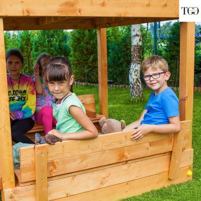 Casetta giardino per bambini con scivolo Fungoo MY HOUSE FREE TIME BEACH gioco in legno per giardino