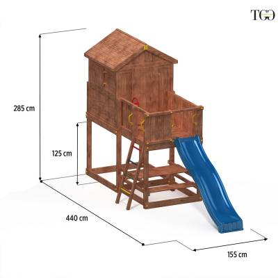 Casetta giardino per bambini con scivolo Fungoo MY HOUSE FREE TIME BEACH gioco in legno per giardino
