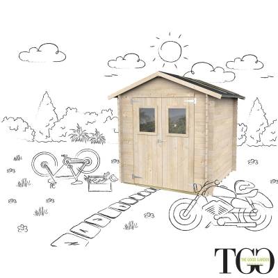 Casetta in legno 2x2 Per Attrezzi Jack con porta doppia finestrata