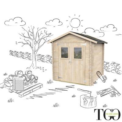 Casetta in legno 2x2 Per Attrezzi Jack con porta doppia finestrata