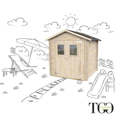 Casetta in legno 2x2 Per Attrezzi Jack con porta doppia finestrata