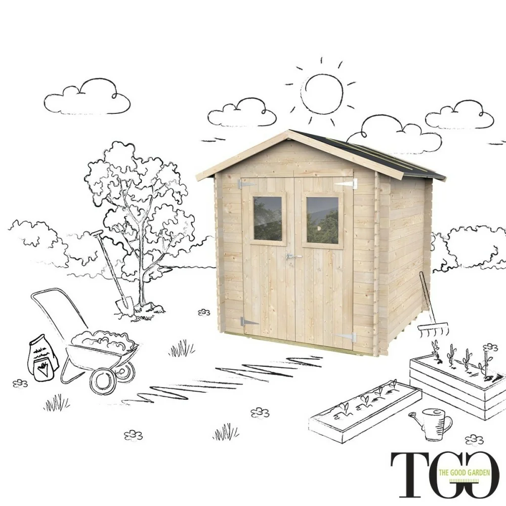 Casetta in legno 2x2,5 Per Attrezzi Jack con porta doppia finestrata Casetta in legno 2x2,5 Per Attrezzi Jack con porta doppia finestrata