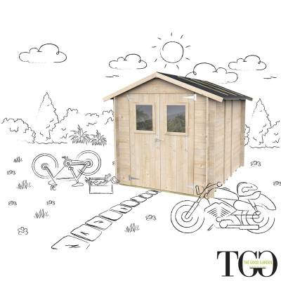 Casetta in legno 2x2,5 Per Attrezzi Jack con porta doppia finestrata