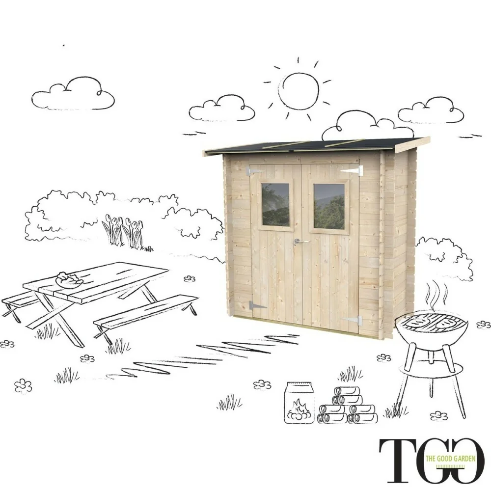 Casetta in legno 2x1 m Addossata Jack Per Attrezzi con porta doppia finestrata Casetta in legno 2x1 m Addossata Jack Per Attrezzi con porta doppia finestrata