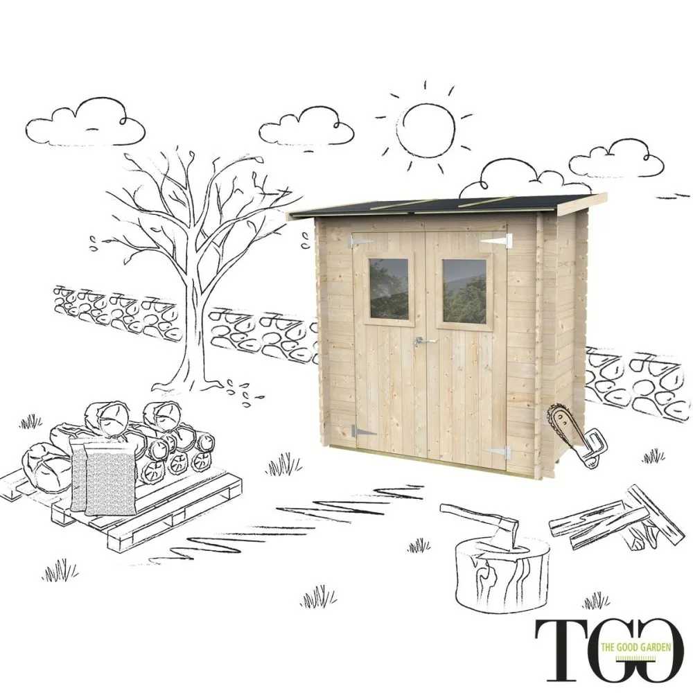 Casetta in legno 2x1 m Addossata Jack Per Attrezzi con porta doppia finestrata Casetta in legno 2x1 m Addossata Jack Per Attrezzi con porta doppia finestrata