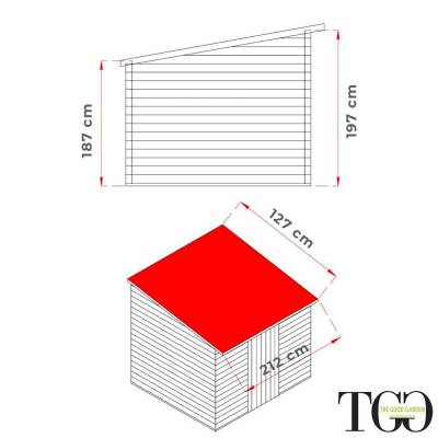 Casetta in legno 2x1 m Addossata Jack Per Attrezzi con porta doppia finestrata