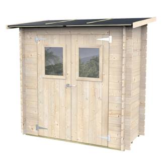 Casetta in legno 2x1 m Addossata Jack Per Attrezzi con porta doppia finestrata