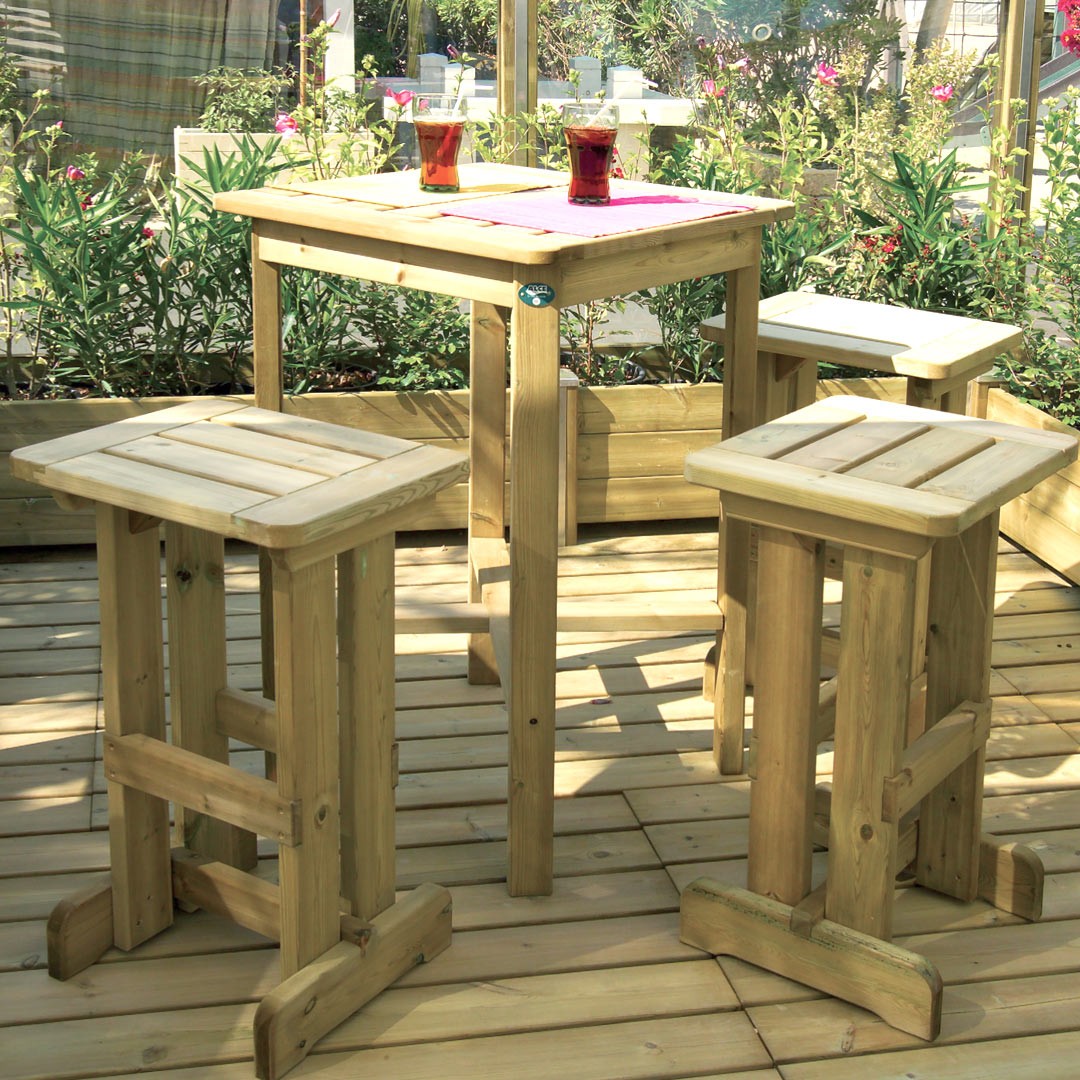 Sgabello alto da esterno in legno Rex 40x45x h80 cm