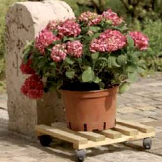 Portavaso - Sottovaso con ruote in legno quadrato 35 x 35 cm Carry ...