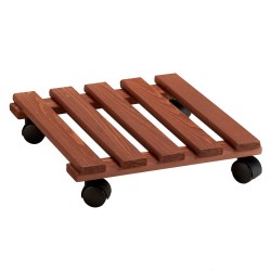 Sottovaso con ruote in legno quadrato 35 x 35 cm Carry color castagno