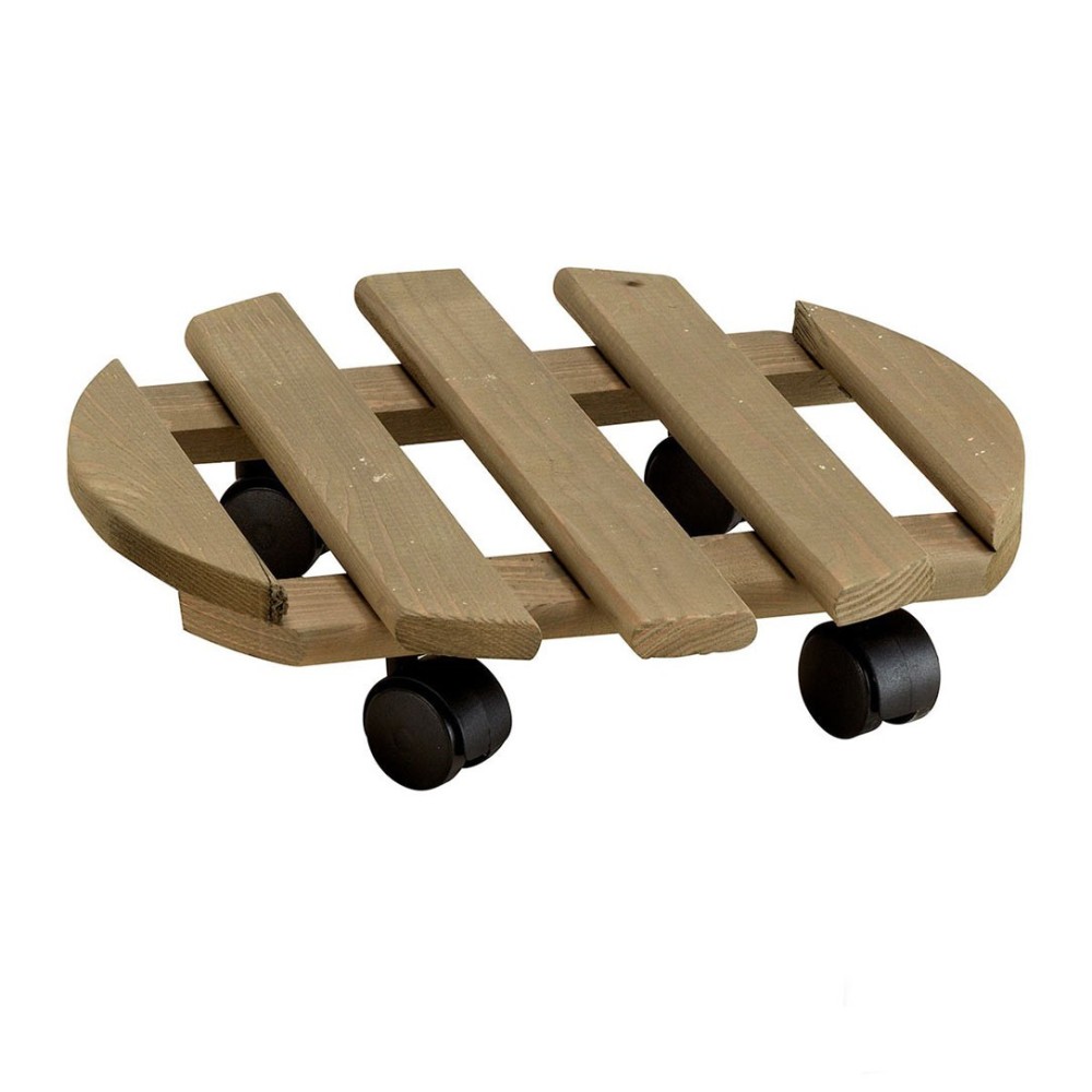 Portavaso - Sottovaso con ruote rotondo 35 cm Carry color Tortora