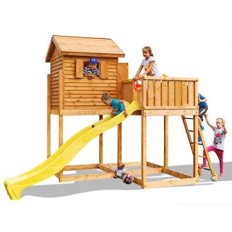Casetta in legno bambini con scivolo Fungoo® MySide gioco in legno per giardino