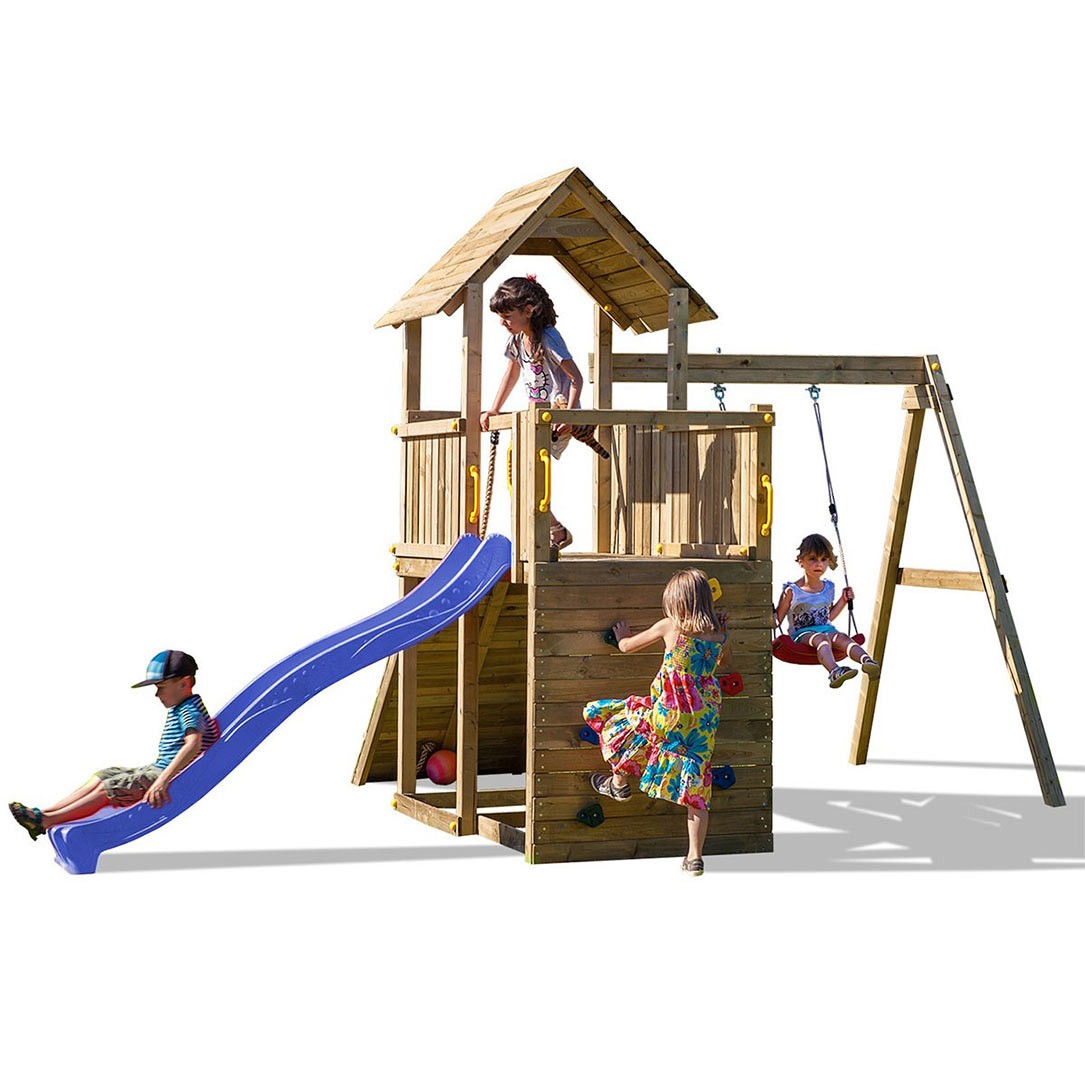 Scivolo Altalena e Arrampicata in legno Fungoo Carol 3 gioco in legno per giardino