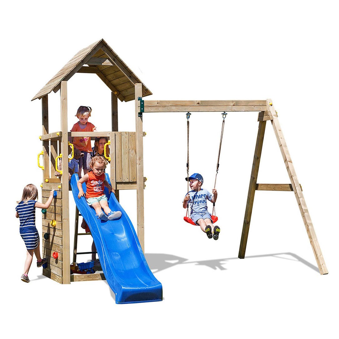 Scivolo e Altalena in legno Fungoo Carol 2 gioco per giardino