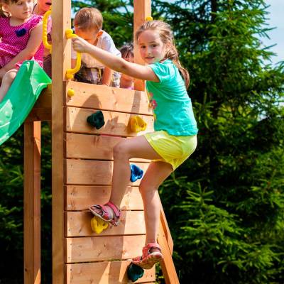 Scivolo in legno Fungoo® TipTop gioco per giardino 334 x 205 cm