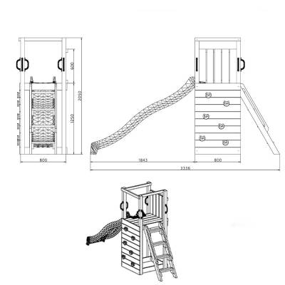 Scivolo in legno Fungoo® TipTop gioco per giardino 334 x 205 cm