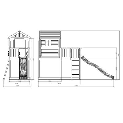 Casetta in legno bambini con scivolo Fungoo® MyHouse 1 gioco in legno per giardino
