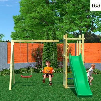 Scivolo e Altalene in legno Fungoo® Funny 3 gioco in legno per giardino