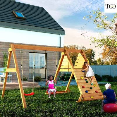 Altalena e Arrampicata in legno Fungoo SPIDER King gioco in legno per giardino
