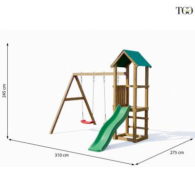 Scivolo con Altalena Fungoo Lucas giochi da giardino in legno