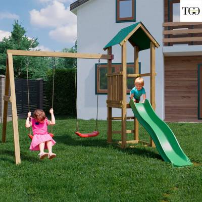 Scivolo con Altalena Fungoo Lucas giochi da giardino in legno
