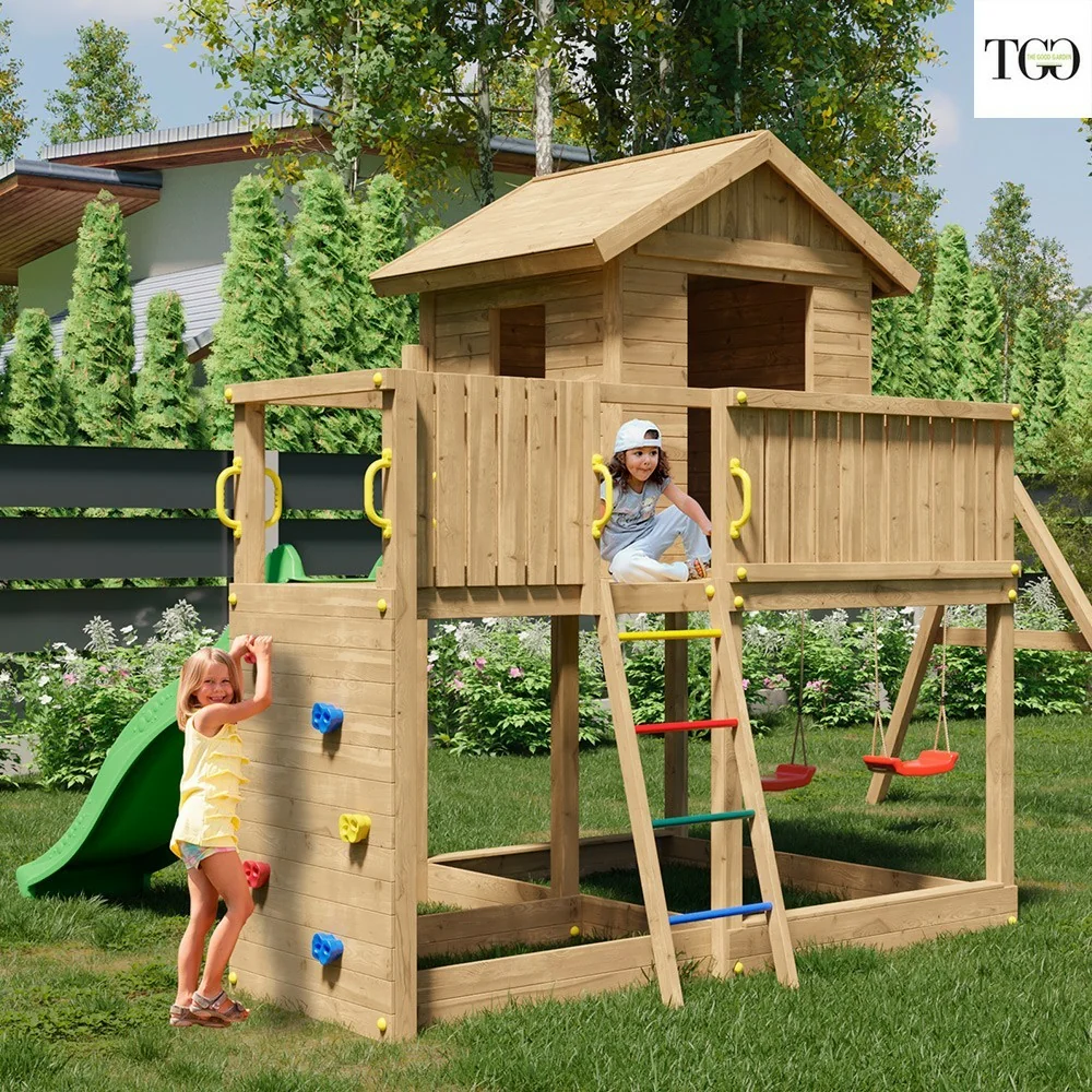 Scivolo con Altalena e Casetta Fungoo GALAXY giochi da giardino in legno Scivolo con Altalena e Casetta Fungoo GALAXY giochi da giardino in legno