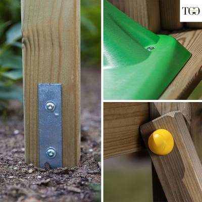 Giochi da giardino - Casetta in legno con scivolo e altalena Fungoo...