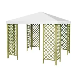 Red GT - Gazebo in Legno 3x3 Resistente all'Esterno con Grigliati e Copertura Antigrandine