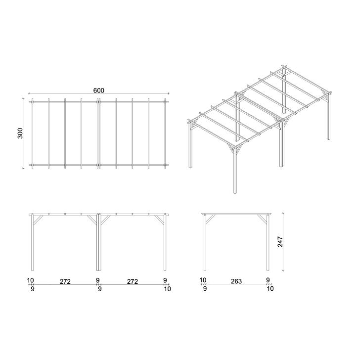 Ligna - Pergola da Giardino 3x3 in Legno