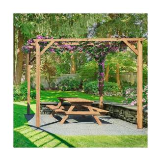 Set birreria panchina con tavolo picnic in legno Happytime 35mm per giardino e terrazzo 180 x 150 x 70 cm