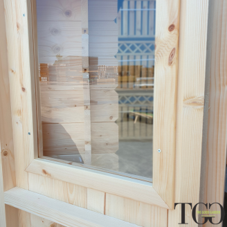 Casetta in legno 1,5x1 m Addossata Jack per Attrezzi con porta singola finestrata