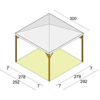 Tooy - Gazebo da Giardino 3x3 in Legno con Copertura Antigrandine