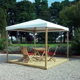 Tooy - Gazebo da Giardino 3x3 in Legno con Copertura Antigrandine